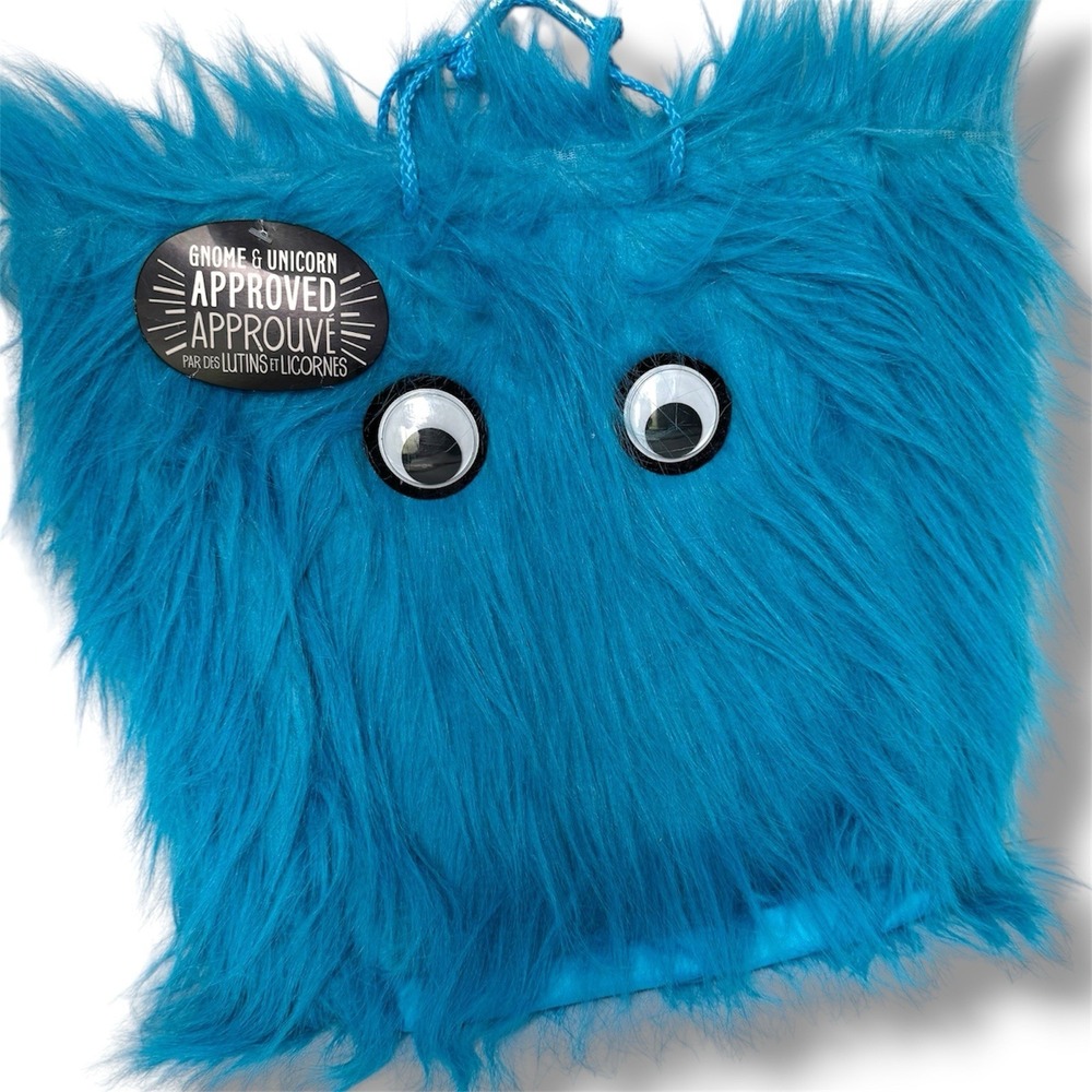 Warm Fuzzies Plush Gift Bag Blue Monster American Greetings Furry Pouch NWT